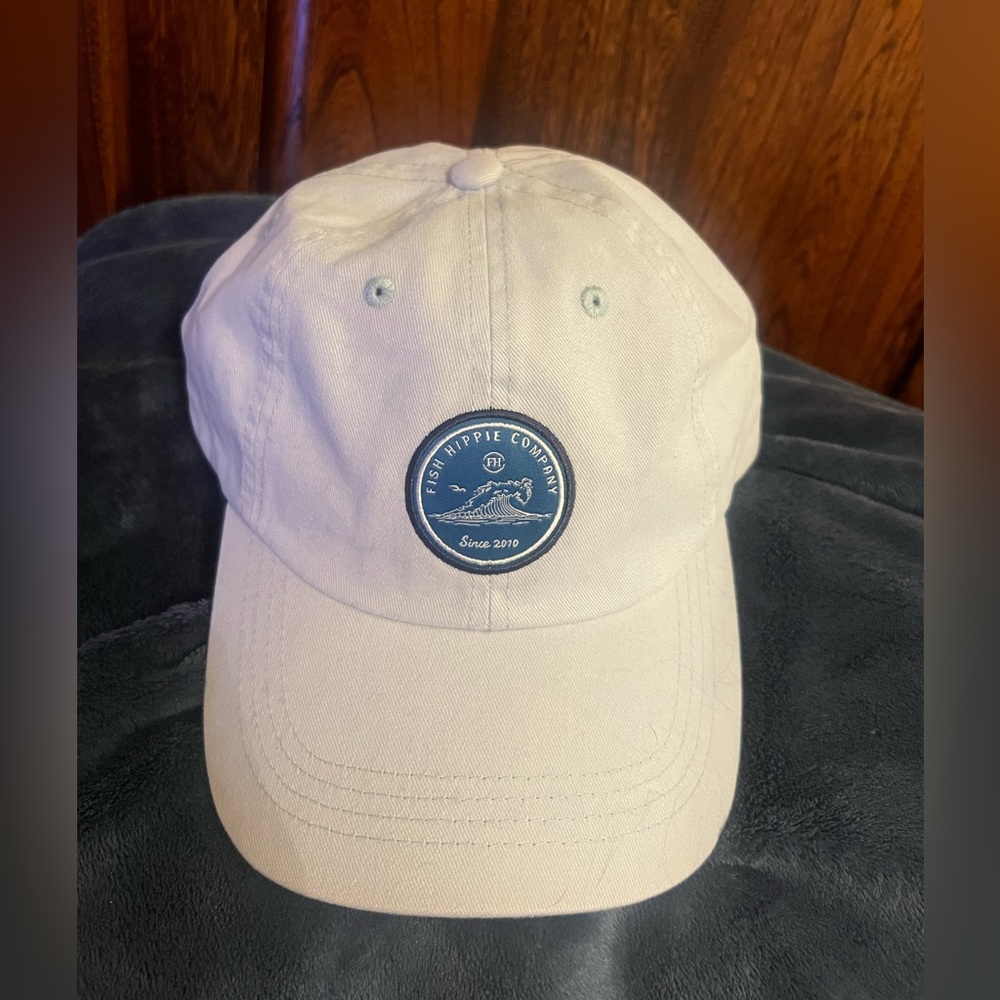 Fish Hippie Company Hat, Light Blue, Adjustable, very good condition